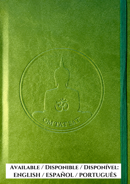 CADERNO OM TAT SAT - Edição artesanal com o mantra da verdade suprema (200 páginas, Couro Vegano)